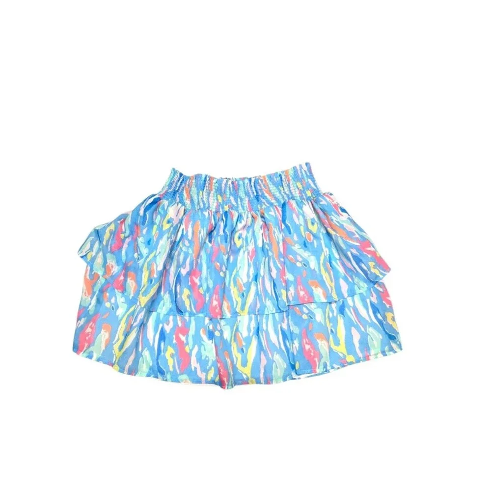 Michelle McDowell Elastic Waist Tiered Ruffle Mini Skirt
